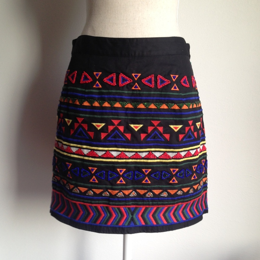 Sam Edelman beaded geo print mini skirt.